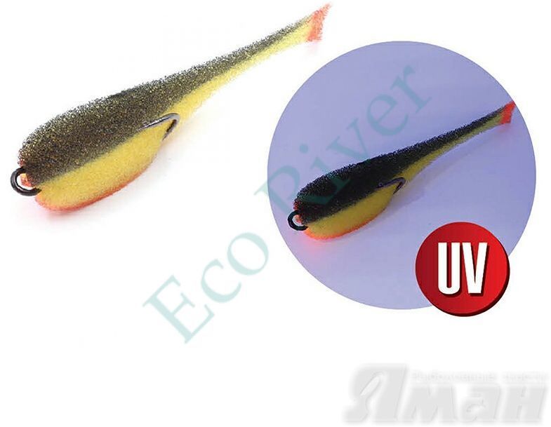 Поролоновая рыбка YAMAN на двойнике, р. 125 мм, цвет 19 UV (5 шт.)