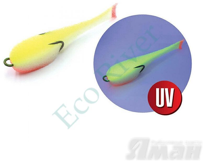 Поролоновая рыбка YAMAN на двойнике, р. 80 мм, цвет 16 UV (5 шт.)