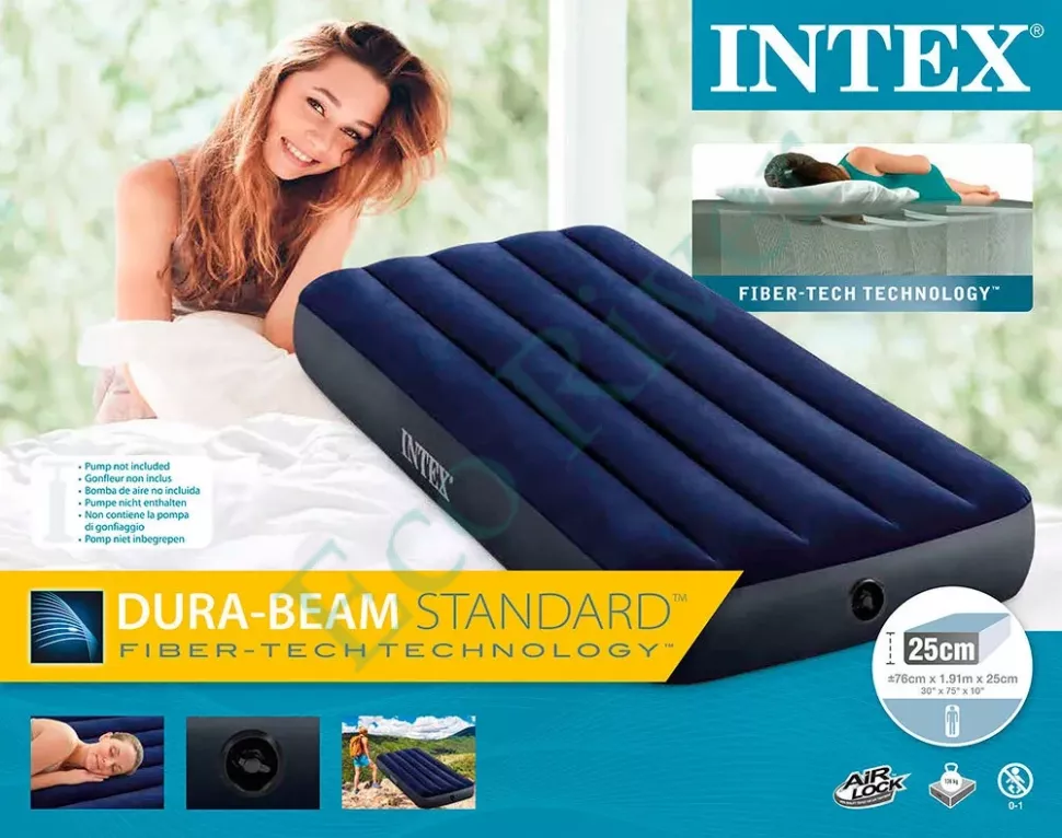 Кровать надувная Intex флок 76*191*25см 64756