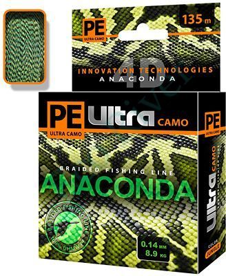 Плетеный шнур Aqua Pe Ultra Anaconda Camo Jungle 0.18 135м