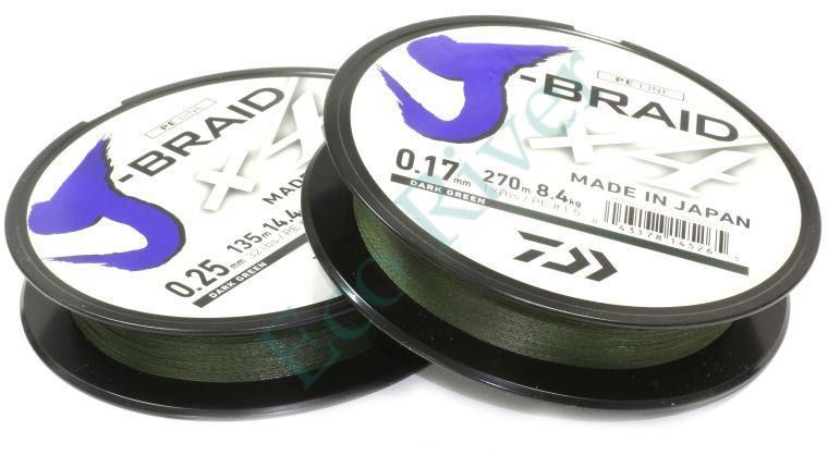 Леска плет. Daiwa J-Braid X4 Dark Green 0.07 135м