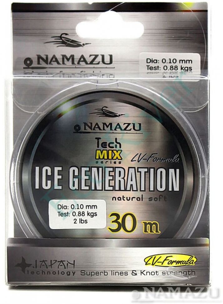 Леска Namazu Ice Generation, L-30 м, d-0,12 мм, test-1,29 кг, прозрачная/10/400/
