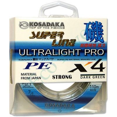 Плетеный шнур Kosadaka Super PE X4 Ultralight PRO dark green 0.04 110м