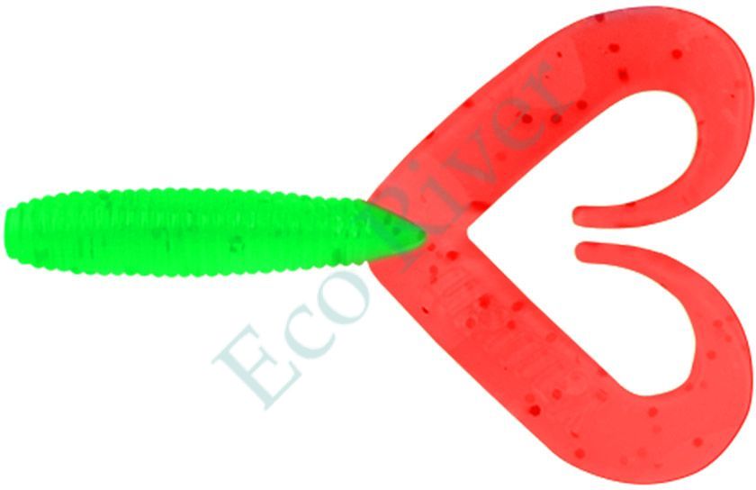 Твистер Yaman Pro Loop-Two, р.4 inch, цвет #40 - Green red tail (уп. 5 шт.)
