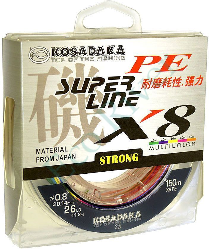 Плетеный шнур Kosadaka Super PE X8 multicolor 0.12 150м