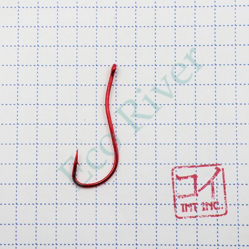 Крючок KOI RYUSEN-RING-2BH, размер 2 (INT), цвет RED (10 шт.)