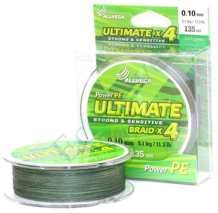 Плетеный шнур Allvega Ultimate темно-зел. 0.12 92м