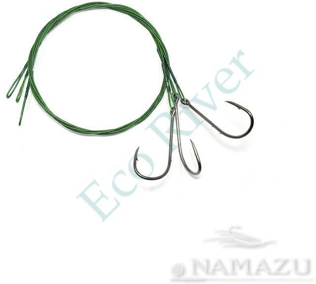 Поводок стальной Namazu Leader 1х7 Nylon Coated Green, d-0,48 мм, L-50 см, с одинарным крючком 92247